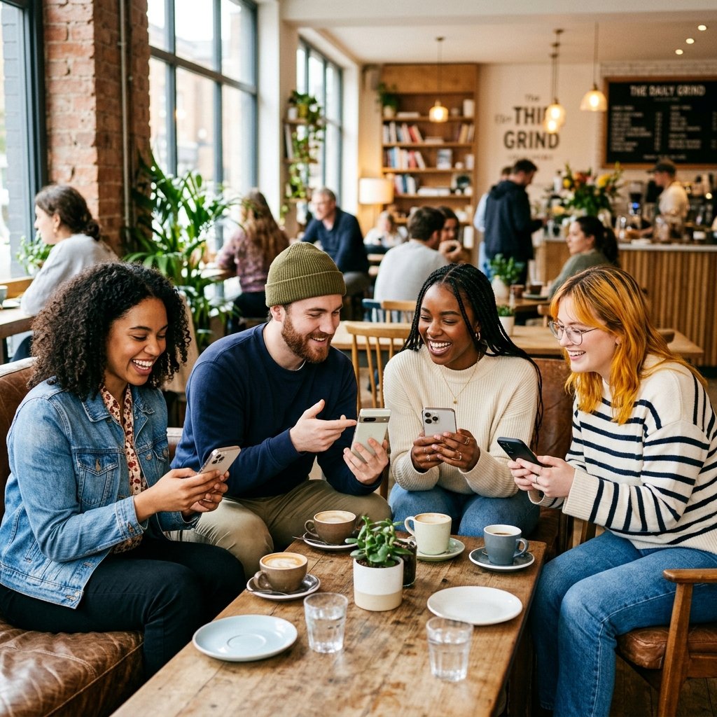 People using phones
